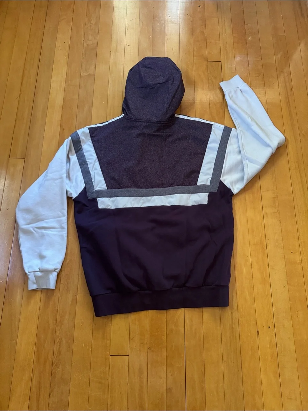 adidas Men’s Hooded Zip up logo hoodie - heather Purple & cream men’s L